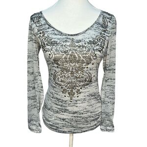 Cache Beaded Slub Knit Blouse